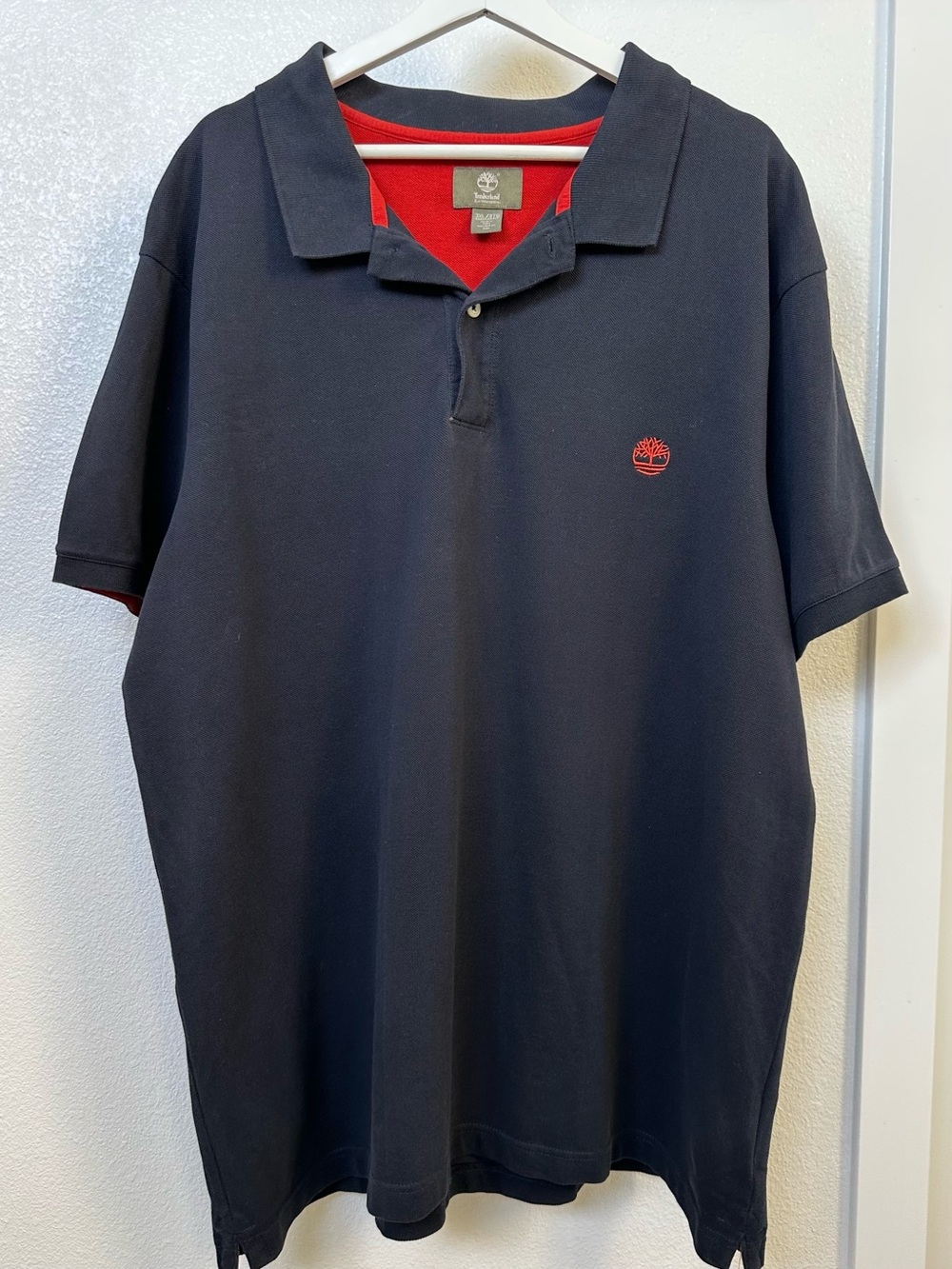 Timberland Navy Polo with Red Trim and Logo